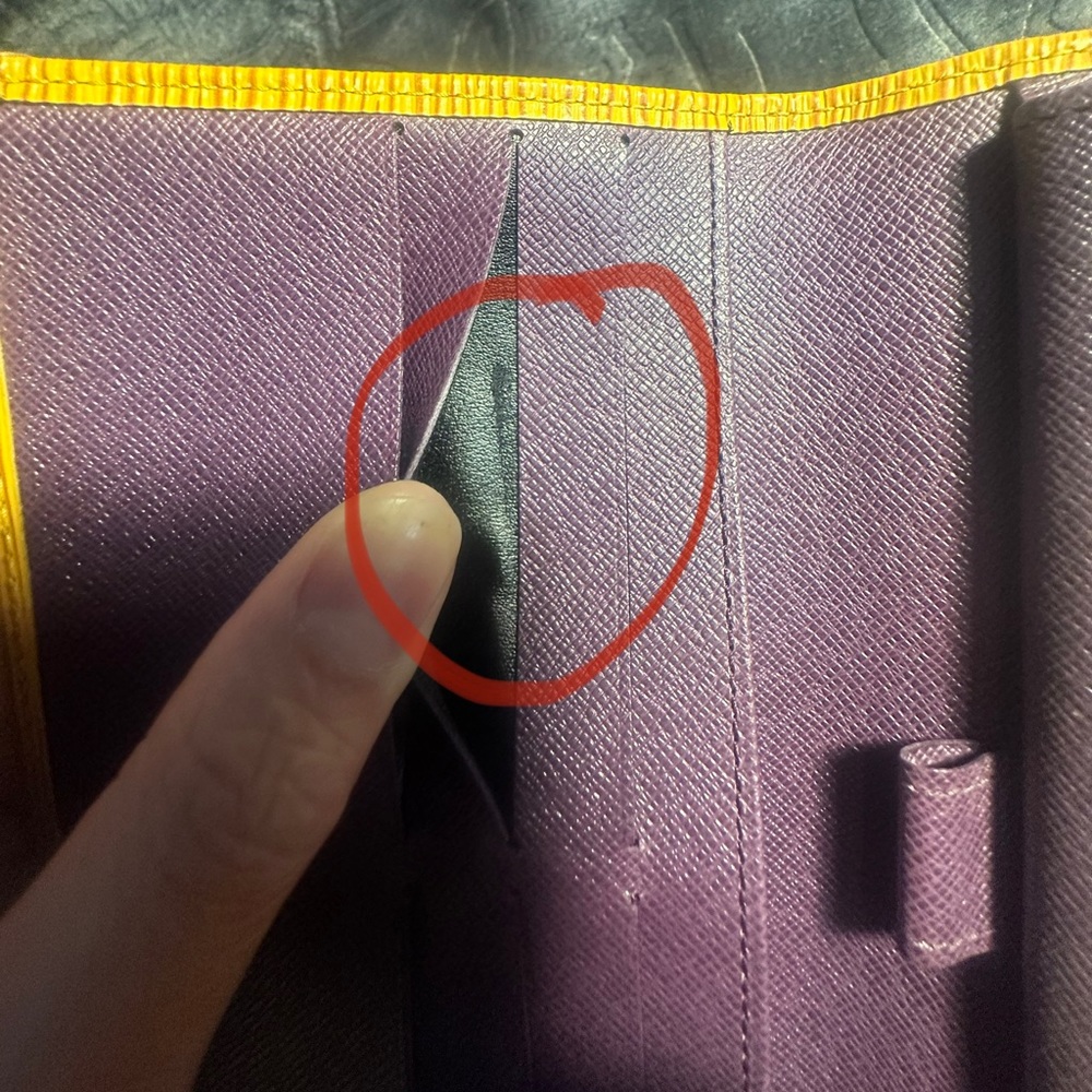 100%AUTHENTIC!LV Sarah Continental Wallet YellowEpiLeatherPurpleInterior - Picture 8 of 12
